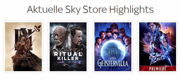 In Sky Store kannst Du Filme leihen oder kaufen