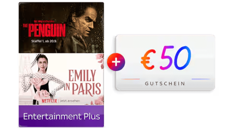 Sky Entertainment Plus (inkl. Netflix Basis) für nur 15 € mtl. inkl. 50 € Gutschein